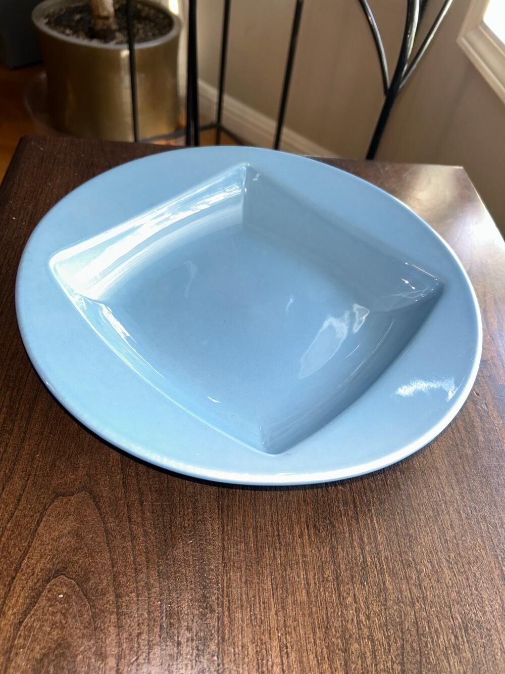 Vintage Homer Laughlin Fiesta Ware Square center Shaped Serving Bowl 11” blue